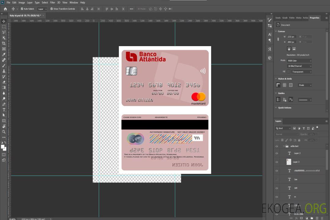 Carte Mastercard de la Banco Atlantida du Honduras template Carte Mastercard de la Banco Atlantida du Honduras template